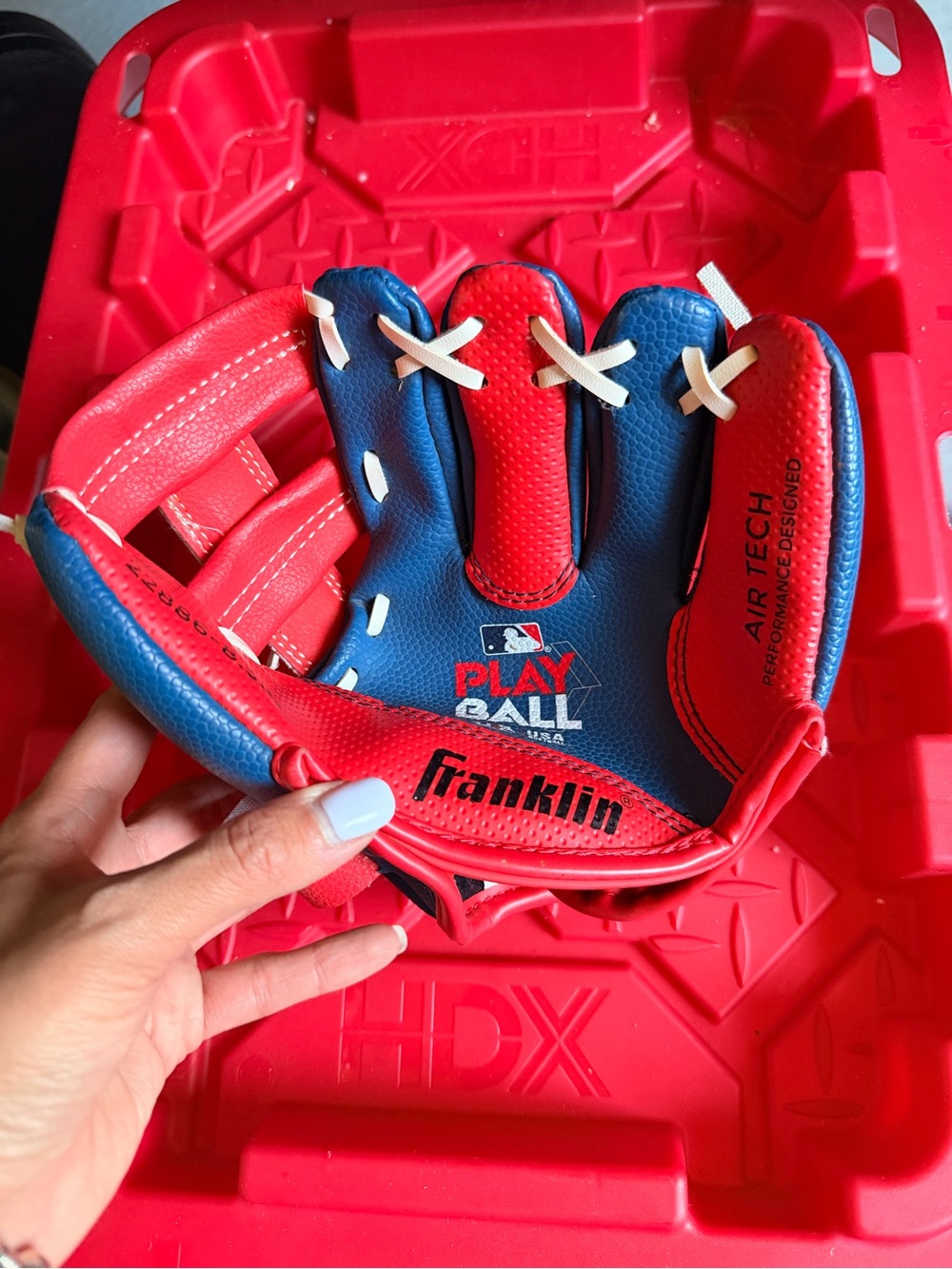 Franklin Play Ball Youth Baseball Glove - Red & Blue